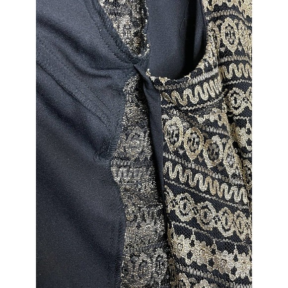 R&M Richards Twin Set Jacket 16W Attached Camisole Top Black Gold Beaded Fringe - Picture 11 of 12